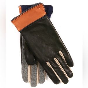 NWT Colorblock Leather Gloves (Made w/ Leather, Wool & Cashmere) Echo New York